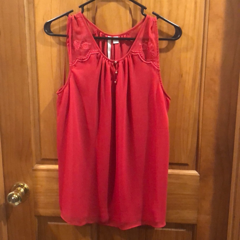 Lauren Conrad Red Sleeveless Blouse